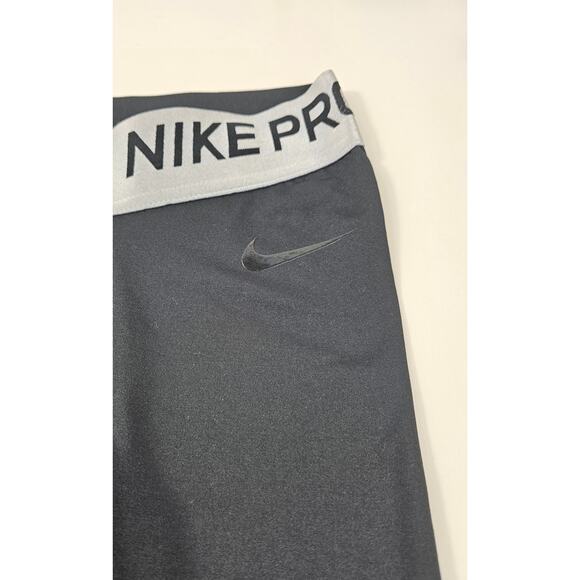 Nike pro compression ankle length color block silver XS metallic EUC leggings - Picture 5 of 8